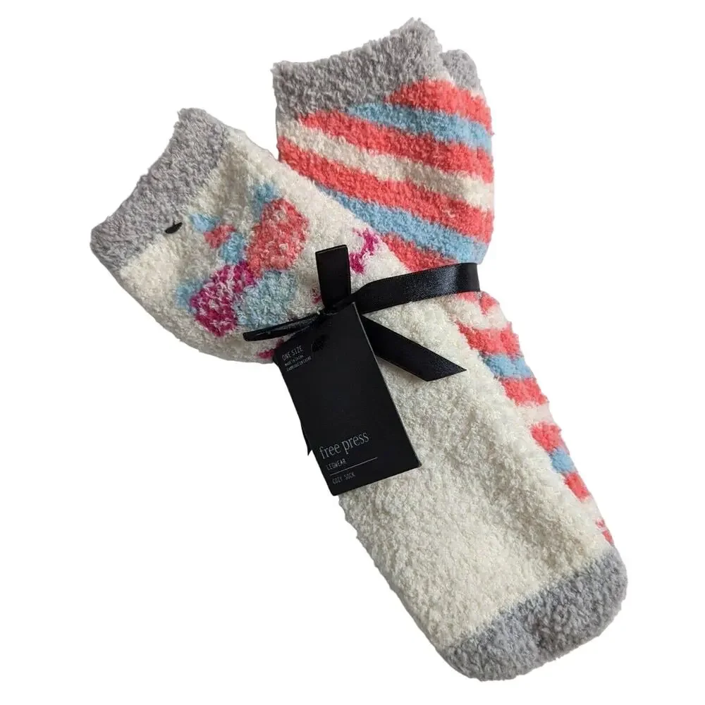 Free Press Cozy Winter Socks Pink Pastel 2 Pack - Picture 2 of 6